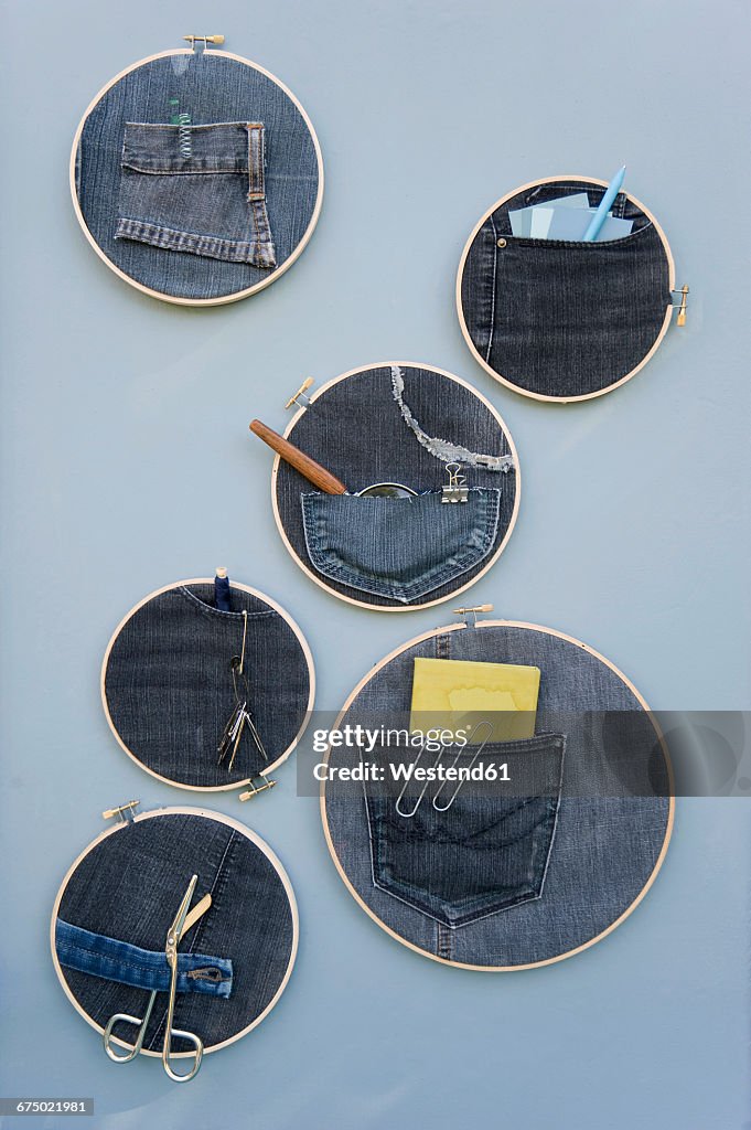 DIY, pinboard, embroidery frame, denim