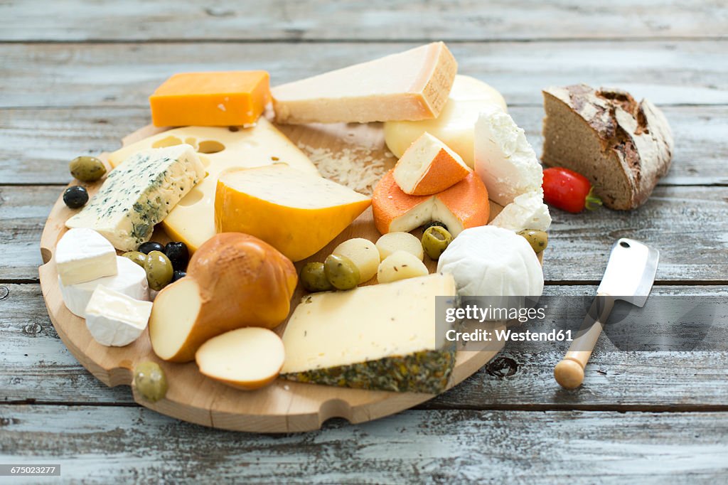Cheese platter with different sorts of cheese