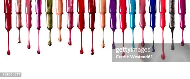 close up of nail polish on white background - nail varnish stock pictures, royalty-free photos & images