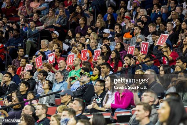 Fans cheer at the Match For Africa 4 exhibition match at KeyArena on April 29, 2017 in Seattle, Washington.