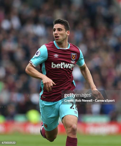 West Ham United's Jonathan Calleri during the Premier League match between Stoke City and West Ham United at Bet365 Stadium on April 29, 2017 in...