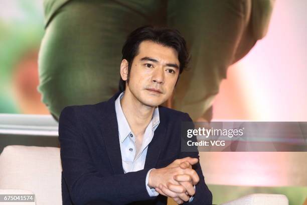 Actor Takeshi Kaneshiro attends the press conference of film 'This is not What I Expected' on April 29, 2017 in Taipei, Taiwan of China.