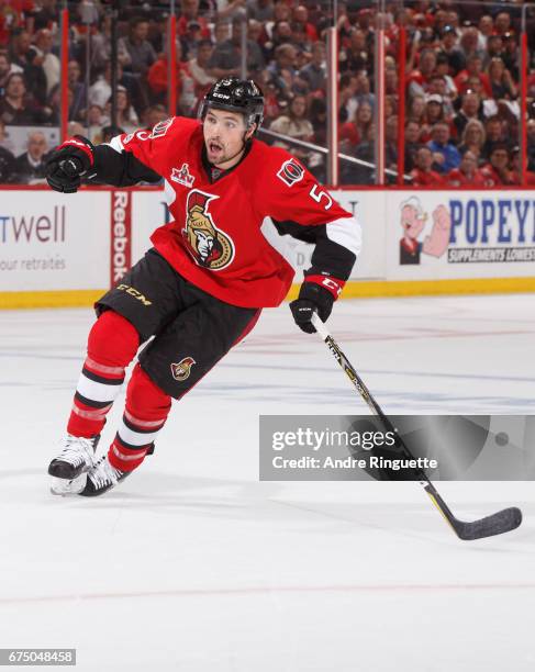 Cody Ceci of the Ottawa Senators skates against the New York Rangers in Game One of the Eastern Conference Second Round during the 2017 NHL Stanley...