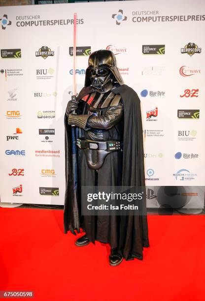 Star wars figure Darth Vader during the German Computer Games Award 2017 at WECC on April 26, 2017 in Berlin, Germany.