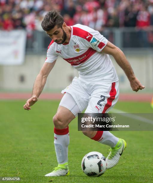 Emiliano Insúa Zapata of Stuttgart with ball during the Second Bundesliga match between 1. FC Nuernberg and VfB Stuttgart at Arena Nuernberg on April...