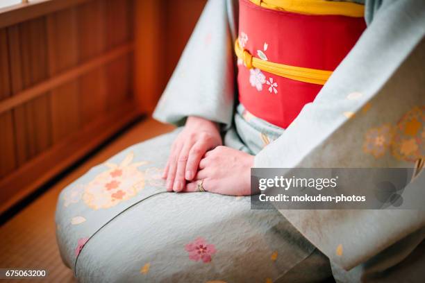 kimono e donne giapponesi a kyoto - kimono foto e immagini stock