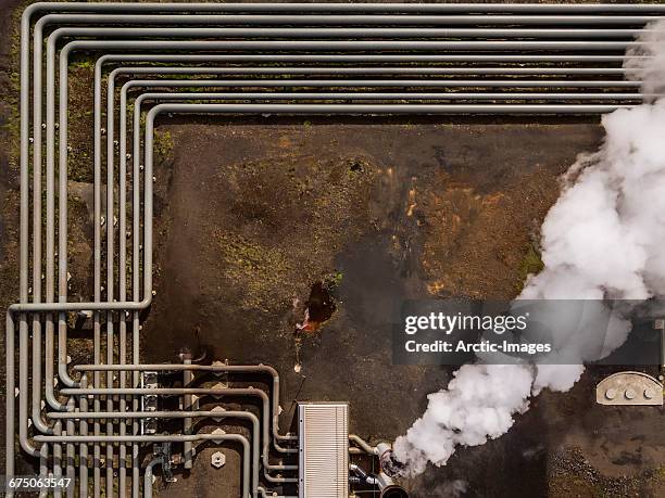 top view-hellisheidi geothermal plant, iceland - jordvärmekraftverk bildbanksfoton och bilder