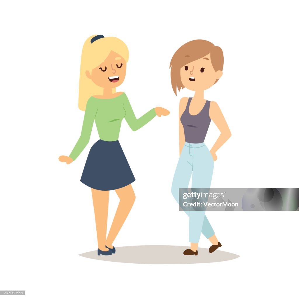 Women Happy Couple Cartoon Relationship Characters Lifestyle Vector  Illustration Relaxed Friends High-Res Vector Graphic - Getty Images
