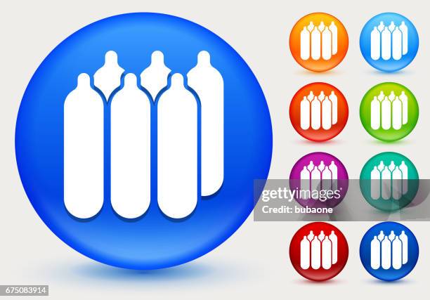gas containers icon on shiny color circle buttons - hydraulic fracturing icons stock illustrations
