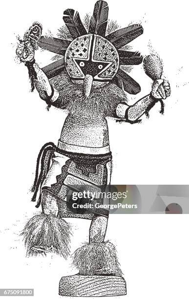kachina doll - native american eagle stock illustrations