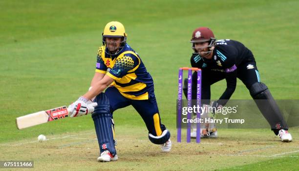 Jacques Rudolph of Glamorgan bats during the Royal London One-Day Cup match between Glamorgan and Surrey at the Swalec Stadium on April 30, 2017 in...