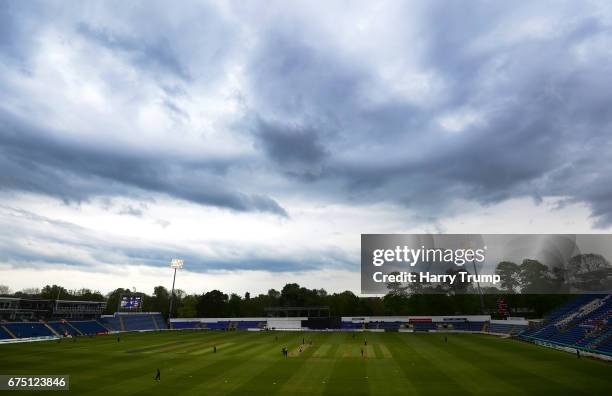 General view of play during the Royal London One-Day Cup match between Glamorgan and Surrey at the Swalec Stadium on April 30, 2017 in Cardiff, Wales.