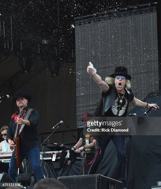 John Rich and Big Kenny of Big and Rich are joined by DJ Sinister on stage during Doak After Dark at Florida State University on April 29, 2017 in...