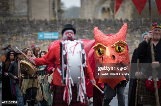 The Glastonbury Dragons are paraded through the town as part of the Glastonbury Dragon's May Fayre which is part of the town's Beltane and May Day...