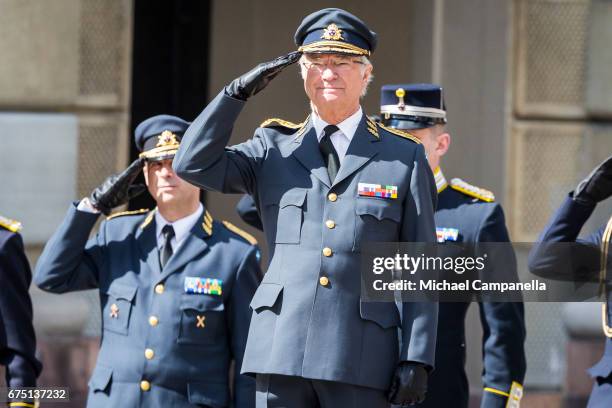 King Carl Gustav XVI of Sweden during a celebration of King Carl Gustav's 71st birthday at the royal palace on April 30, 2017 in Stockholm, Sweden.