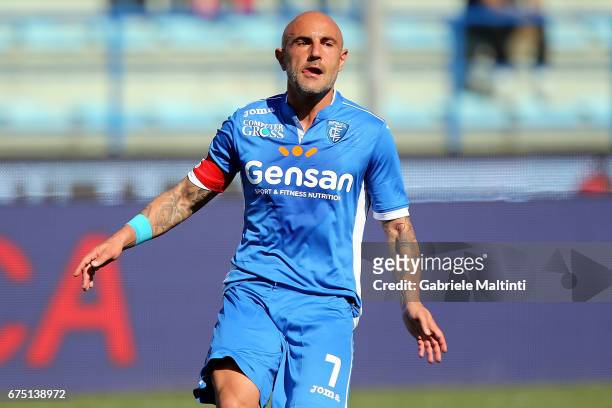 Massimo Maccarone of Empoli FC reacts during the Serie A match between Empoli FC and US Sassuolo at Stadio Carlo Castellani on April 30, 2017 in...