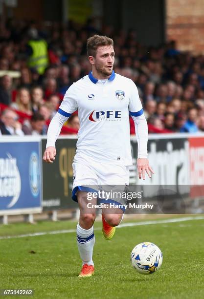 Josh Law of Oldham Athletic runs with the ball during the Sky Bet League One match between A.F.C Wimbledon and Oldham Athletic at The Cherry Red...