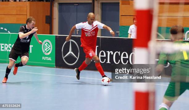 Marcus Vinicius Da Silva Lima of Jahn Regensburg scores during the Deutsche Futsal Meisterschaft between VFL 05 Hohenstein-Ernstthal and SSV Jahn...