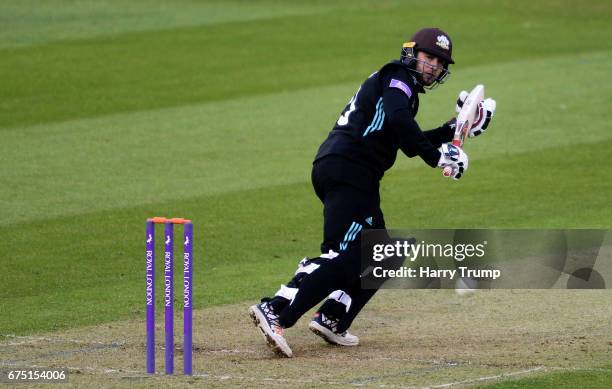 Mark Stoneman of Surrey bats during the Royal London One-Day Cup match between Glamorgan and Surrey at the Swalec Stadium on April 30, 2017 in...