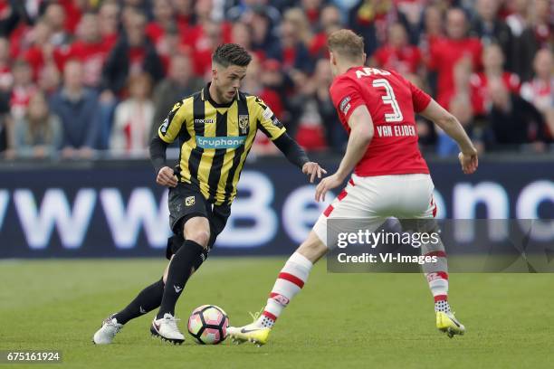 Milot Rashica of Vitesse, Rens van Eijden of AZduring the Dutch Cup Final match between AZ Alkmaar and Vitesse Arnhem on April 30, 2017 at the Kuip...