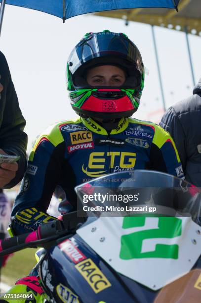 Ana Carasco of Spain and ETG Racing prepares to start on the grid during the World Supersport 300 race during the FIM World Superbike Championship...