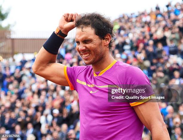 Rafael Nadal of Spain celebrates after winning his match and become Champion of the Barcelona Open Banc Sabadell against Dominic Thiem of Austria...