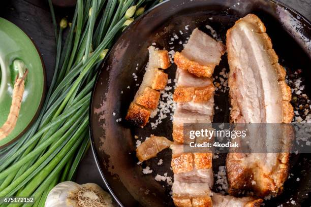 oven roasted pork belly - pork belly stock pictures, royalty-free photos & images