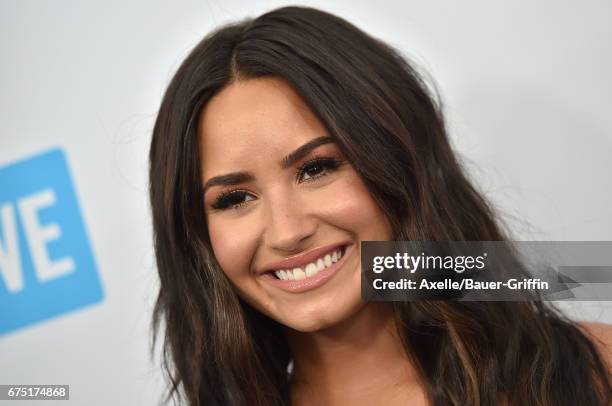 Singer Demi Lovato arrives at We Day California 2017 at The Forum on April 27, 2017 in Inglewood, California.