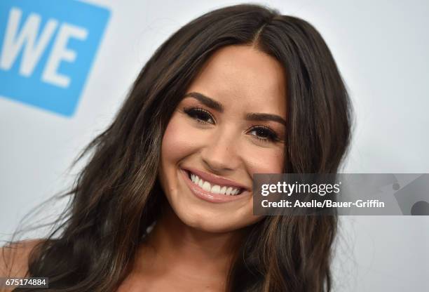 Singer Demi Lovato arrives at We Day California 2017 at The Forum on April 27, 2017 in Inglewood, California.