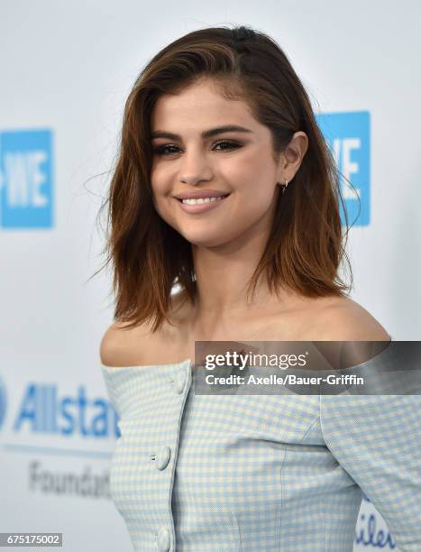 Actress/singer Selena Gomez arrives at We Day California 2017 at The Forum on April 27, 2017 in Inglewood, California.