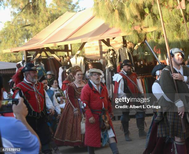 The Queen's entourage at the 55th Annual Renaissance Pleasure Faire held on April 29, 2017 in Irwindale, California.