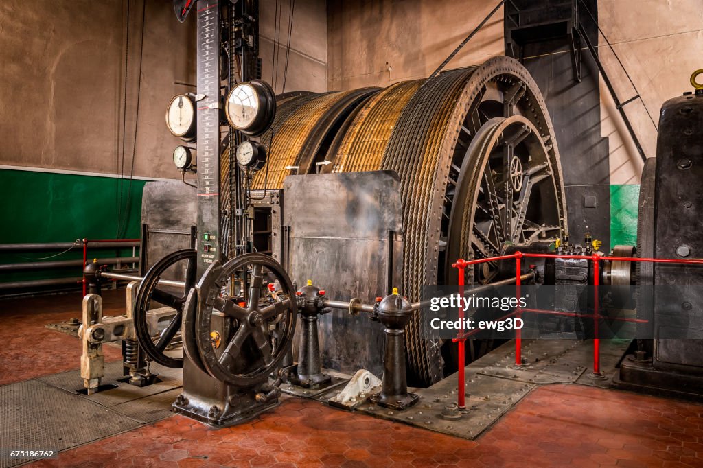 Old Winding engine in coal mine