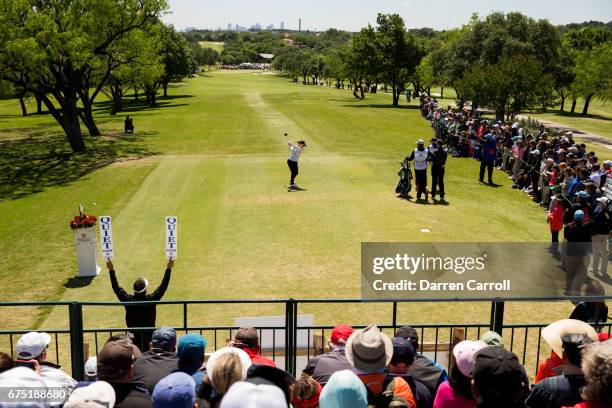 So Yeon Ryu of the United States plays her tee shot at the first hole during the final round of the Volunteers of America North Texas Shootout at Las...