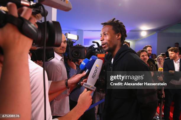 Gael Monfils arrives at the Players Night of the 102. BMW Open by FWU at Iphitos tennis club on April 30, 2017 in Munich, Germany.