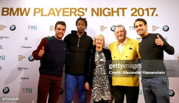 Roberto Bautista Agut, Gael Monfils, Angela Dirrheimer, Manfred Dirrheimer and Fabio Fognini arrive at the Players Night of the 102. BMW Open by FWU...