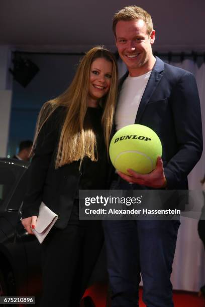 Felix Loch arrives with Lisa Loch at the Players Night of the 102. BMW Open by FWU at Iphitos tennis club on April 30, 2017 in Munich, Germany.