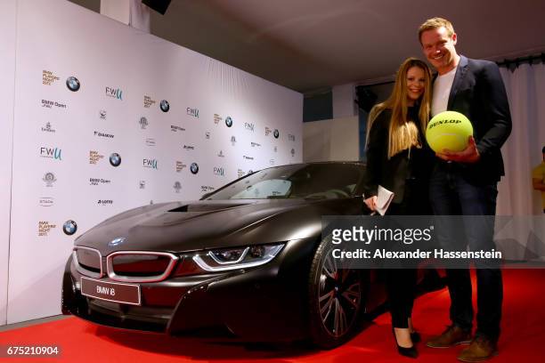 Felix Loch arrives with Lisa Loch at the Players Night of the 102. BMW Open by FWU at Iphitos tennis club on April 30, 2017 in Munich, Germany.
