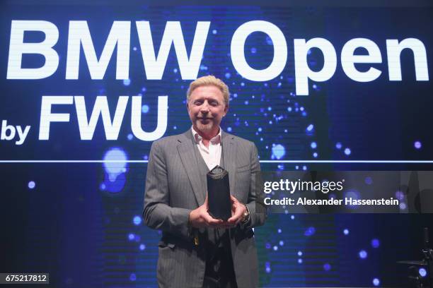 Boris Becker receives the Iphitos Award 2017 at the Players Night of the 102. BMW Open by FWU at Iphitos tennis club on April 30, 2017 in Munich,...