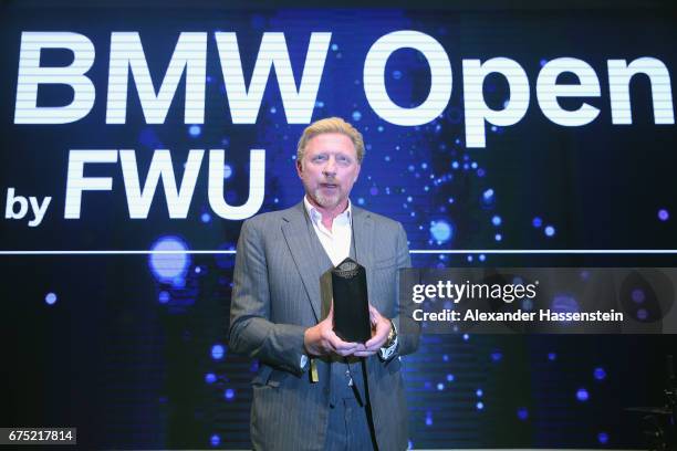 Boris Becker receives the Iphitos Award 2017 at the Players Night of the 102. BMW Open by FWU at Iphitos tennis club on April 30, 2017 in Munich,...