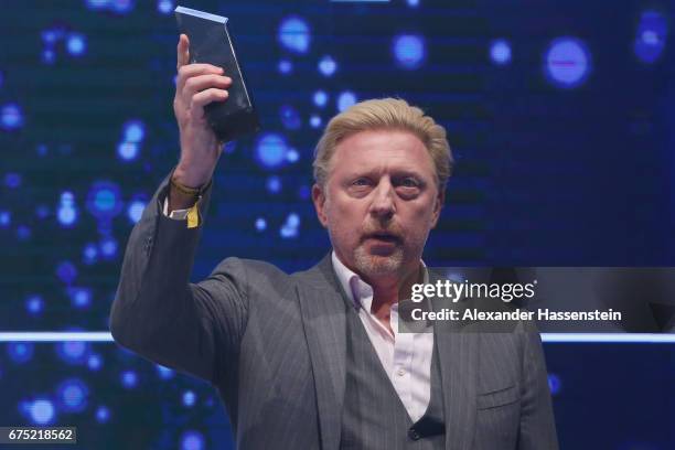 Boris Becker receives the Iphitos Award 2017 at the Players Night of the 102. BMW Open by FWU at Iphitos tennis club on April 30, 2017 in Munich,...