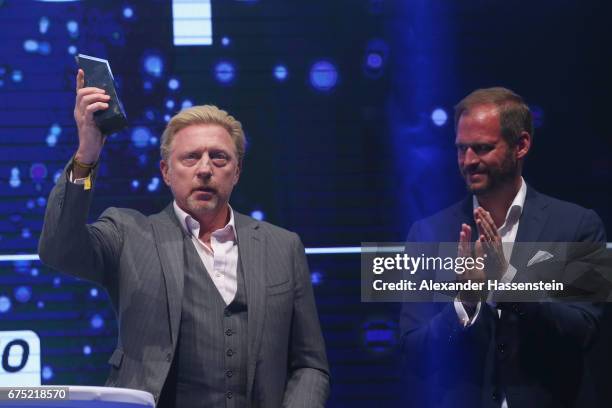 Boris Becker receives the Iphitos Award 2017 at the Players Night of the 102. BMW Open by FWU at Iphitos tennis club on April 30, 2017 in Munich,...