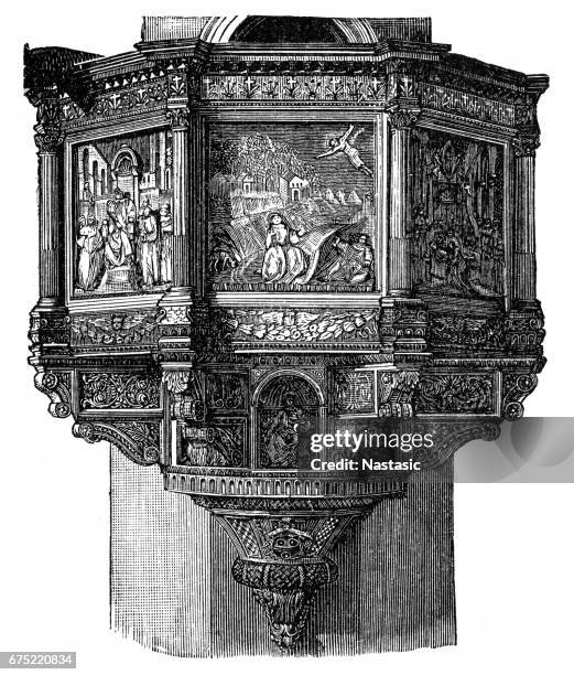 pulpit von santa croce in florenz - main stock-grafiken, -clipart, -cartoons und -symbole