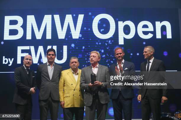 Boris Becker receives the Iphitos Award 2017 with Matthias Sammer , Peter Bosch , Manfred Duerrheimer , Peter van Binsbergen and Fabian Tross during...