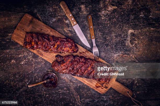 bbq pork spareribs - sparerib stock pictures, royalty-free photos & images