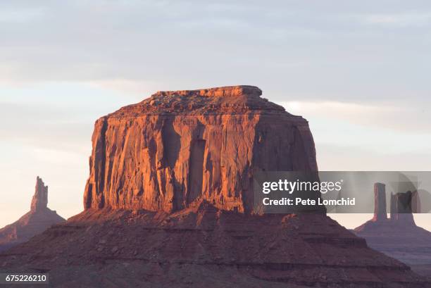 three sand stone formation monument valley - butte rocky outcrop stock pictures, royalty-free photos & images