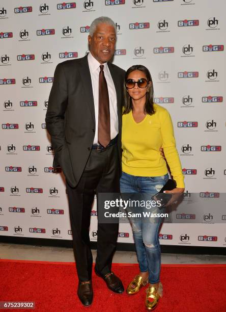 Hall of Fame member Julius "Dr. J" Erving and his wife Dorys Madden attend the 2017 BIG3 basketball league draft at Planet Hollywood Resort & Casino...