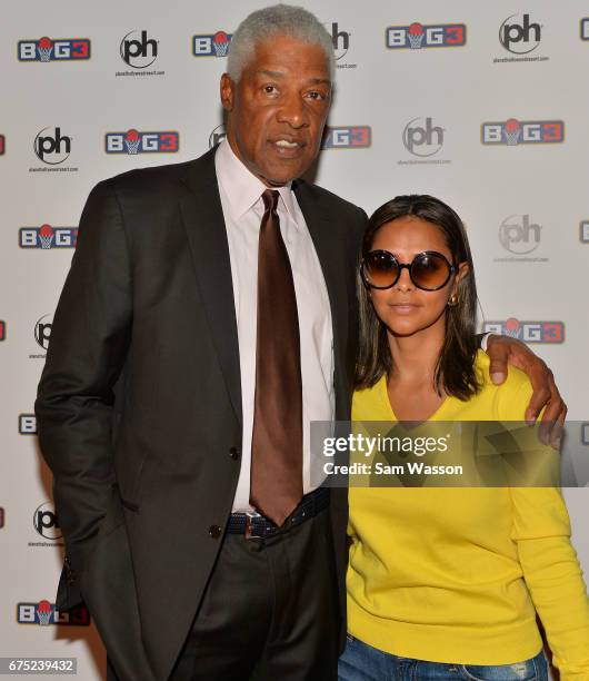 Hall of Fame member Julius "Dr. J" Erving and his wife Dorys Madden attend the 2017 BIG3 basketball league draft at Planet Hollywood Resort & Casino...