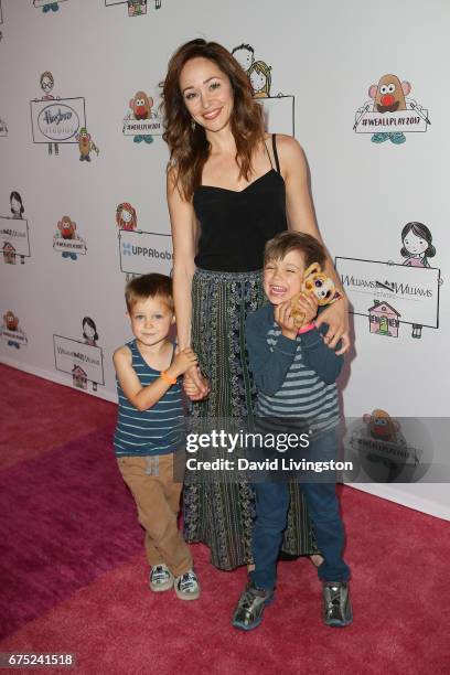 Actress Autumn Reeser, Finn Warren, and Dash Warren attend the WE ALL PLAY FUNdraiser hosted by the Zimmer Children's Museum at the Zimmer Children's...