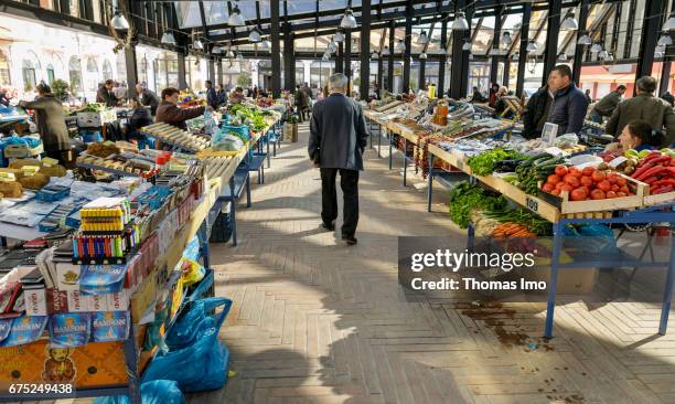 Tirana, Albania Sale of fruits and vegetables at a market in Tirana, Albania on March 27, 2017 in Tirana, Albania.