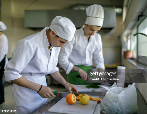 Kamza, Albania Training of cooks in a vocational school in Kamza, Albania on March 28, 2017 in Kamza, Albania.